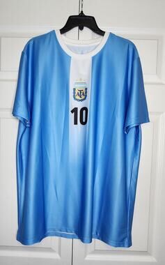 AFA Official Argentina Messi Mens Tshirt Size XL Blue Short Sleeve Football New